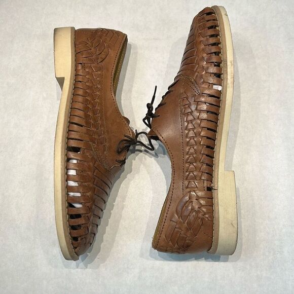 Rogers Leather Huarache Shoes Sandals Woven Mens Sz 8.5 Womens Sz 10 MEX Sz 27 - Picture 5 of 9